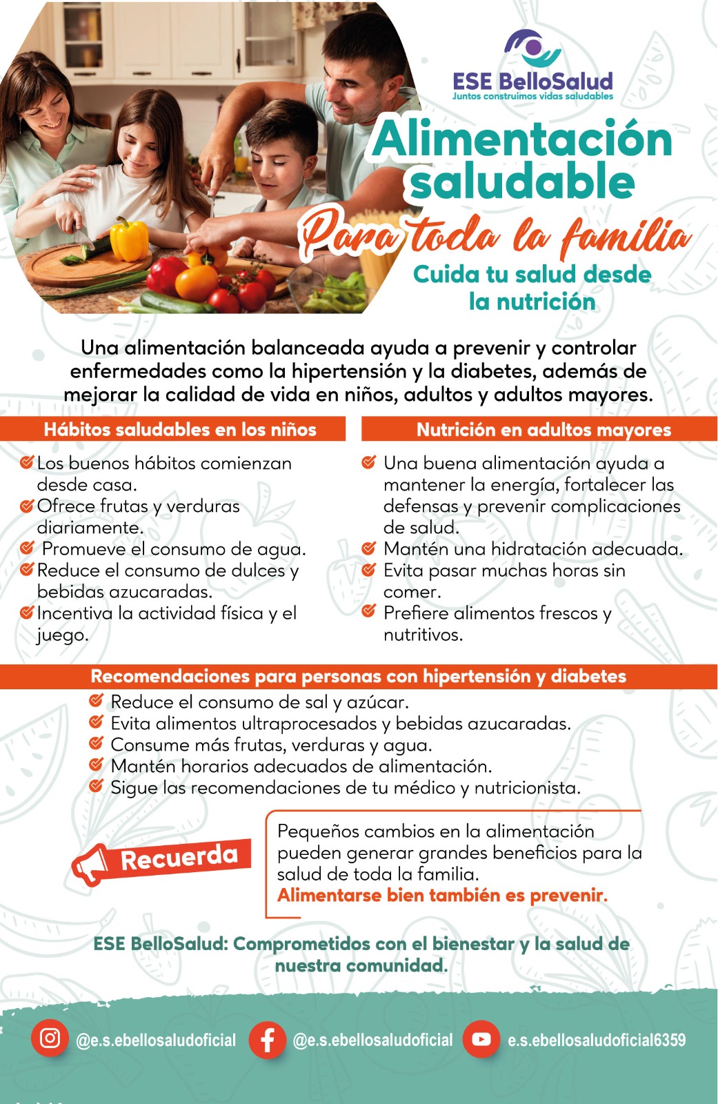 Nutrición para niños, adultos mayores y personas con diabetes e hipertensión